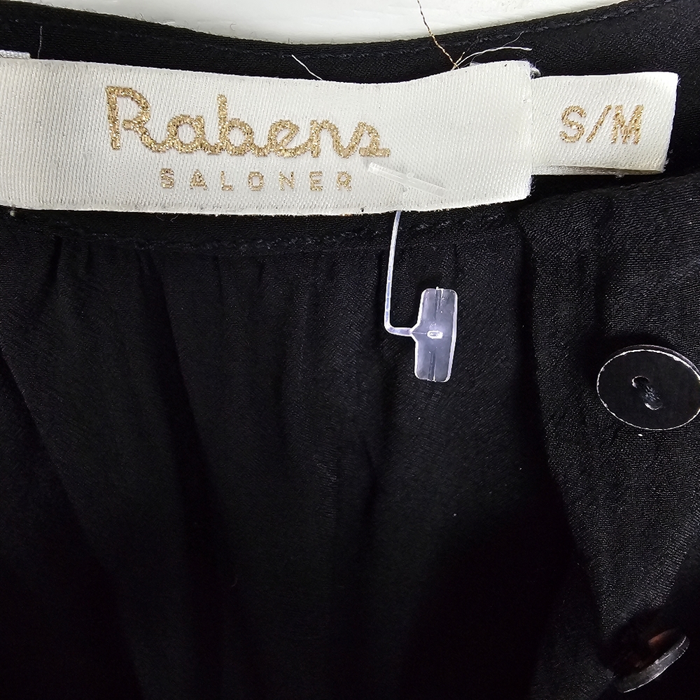 🌞Rabens Saloner Black Boxy Dolman Sleeve Viscose Tunic Kaftan Dress Pockets S/M - Picture 6 of 12